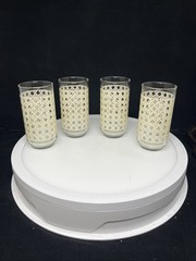 Set 4 Libbey Vintage Cane Woven Rattan Pattern Glasses 5.5” Gold Rimmed (4)
