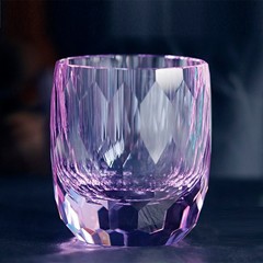 Purple Crystal Glass Rocks Whiskey Glasses Old Fashioned Glass Cut Diamonds 7oz