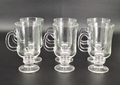 6 Vintage Libbey Irish Clear Drinking Glasses Pedestal Coffee Mugs St Patrick’s