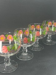 Set of 4 FRANCISCAN DESERT ROSE Stemmed Parfait Glasses – FRANCE 5.5″H Rare Vtg