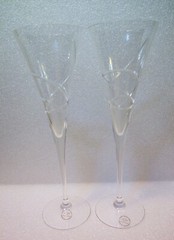 Lenox Crystal Germany Adorn Champagne Toasting Flutes Set of Two New