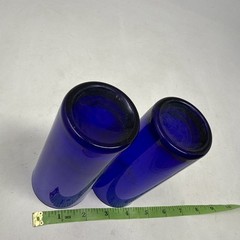 VTG Lot of 2 Reims France Cobalt Blue Tall Tumbler Drinking Water Glasses 5.5″
