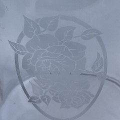 Dusky Blue Etched Roses Drinking Glasses Connoisseur Tulip Shape 12 Oz Set of 2