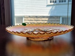 Marigold Dugan Carnival Glass Apple Blossom Twigs Plate or Low Bowl