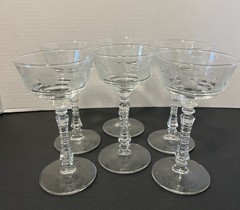 Set of 6 Vintage Libbey Cocktail Glasses Rock “Halifax” Pattern Etched 6”H