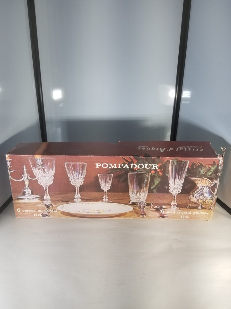 Pompadour Vintage 6 Lead Crystal Glasses 17 cl. 5.75 oz. Cristal d’Arques France