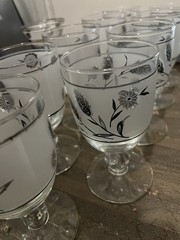 Libbey Silver Leaf Gray/black Frost. Tumblers. Water Glasses.