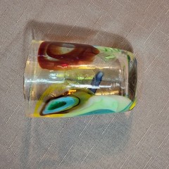 Vtg BBG|Bay Blown Glass Party Cup Pair|Hand Blown Art Glass UV Uranium Star|READ
