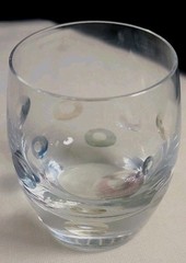 1 Quality Heavy Block Thumb Cut Crystal Low Ball Glass Colored Circles Poland