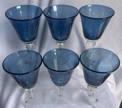 Artland Salute Blue Water Goblets Set of 6 *Read Note in Description