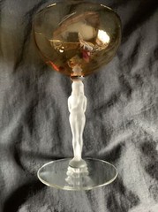 SENECA GLASS AMBER OPTIC PANEL FROSTED NUDE STEM CHAMPAGNE MINT