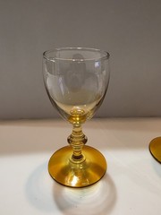 2pc Set Vintage Libbey GEORGIAN FOREVER AMBER GLDN Footed Port Wine Glass Goblet