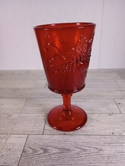 Vtg L.G. WRIGHT GLASS «STRAWBERRY & CURRANT RUBY» RED WATER GOBLET 6-1/2″