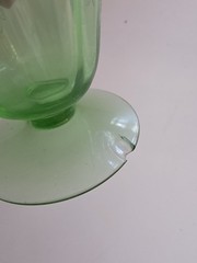 x4 Vtg Fostoria Vesper Green H2F Fruit / Oyster Glowing Glass 3 Chipped Free Shp