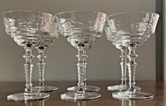 1930s Rock Sharpe Crystal~ MARSHFIELD~ Set of 6 Champagne Glasses