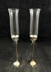 Wedgwood Crystal Vera Wang Love Knots Glass and Metal Pair of Champagne Flutes