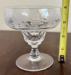 Vintage Set 5 Val St Lambert Vignes Crystal Tall Sherbet Champagne Glasses 4”H