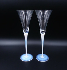 Mikasa Crystal Vogue Alabaster Fluted Champagne Wine Glasses White Opaline