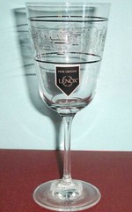 Lenox Autumn Legacy Goblet Etched Floral/Platinum Rings 12oz No Lead Crystal New