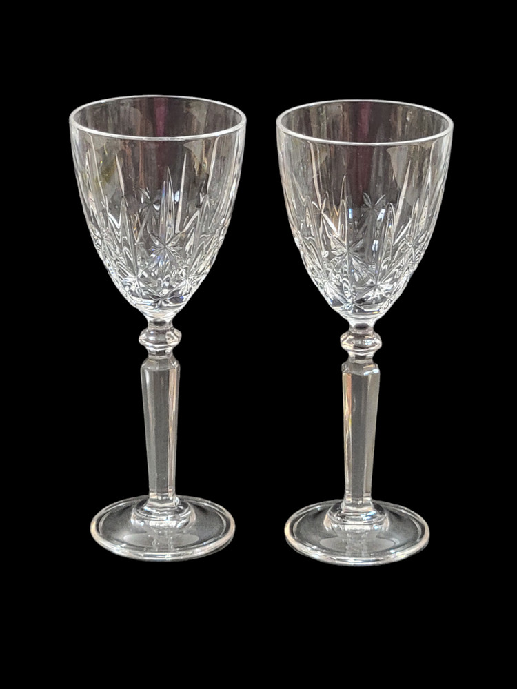 2 Orchestra by Oneida Cordial Glass 24% Lead Crystal Cut Multisided Stem 6″