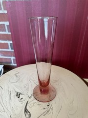 Vintage mid-century pink pilsner glass, 9 1/2″ high