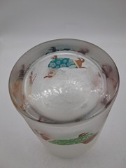 Culver Frosted Lowball Glass Beach Day Hawaiian Shirt Dachshund Tropical 4”