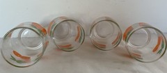 Vintage Juice Glasses Clear w/Oranges & Leaves Set of 4 MCM