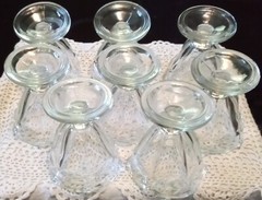 Vtg Set Of 8 Clear Tulip Ice Cream Glasses Soda Shop Style Anchor Hocking DB