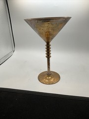 Martini Glass – Gold Plated Twisted Stem Glass – 7” Tall