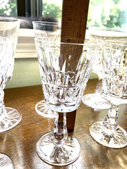 Set of 9 Waterford Crystal Kylemore Wine Signed Glasses-4 are 6.75″ & 5 are 6″