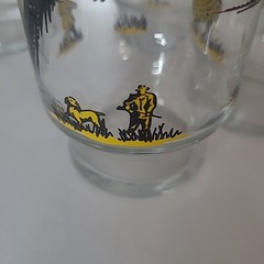 Vintage Hazel Atlas Glasses Set Of 7 Hunting Bird Dog Pheasant Drinking Glass