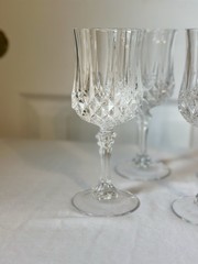 Cristal D’Arques Paris Lady Diamond Wine Goblets Crystal Set of 4 Vintage
