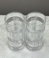 Set 2 Ralph Lauren GLEN PLAID Crystal Highball Glasses 14 oz. Tumblers 6.25″