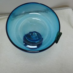 Hand Blown Glass Rustic Ball/Claw Large Twist Stem Martini Goblet-Applied Prunt