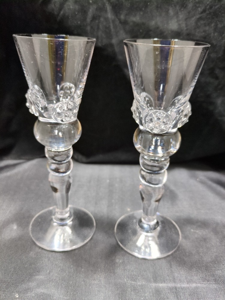 2 Cordials Raspberry Prunts King Gustav Sweden Style 1 Ounce Ballistrade Stem