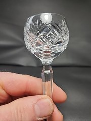 Vintage cut crystal cordial glass with diamond and fan pattern