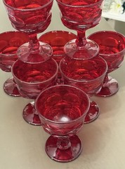 Set Of 8 Fostoria Argus Ruby Red 10 oz Water / Wine Goblets Vintage