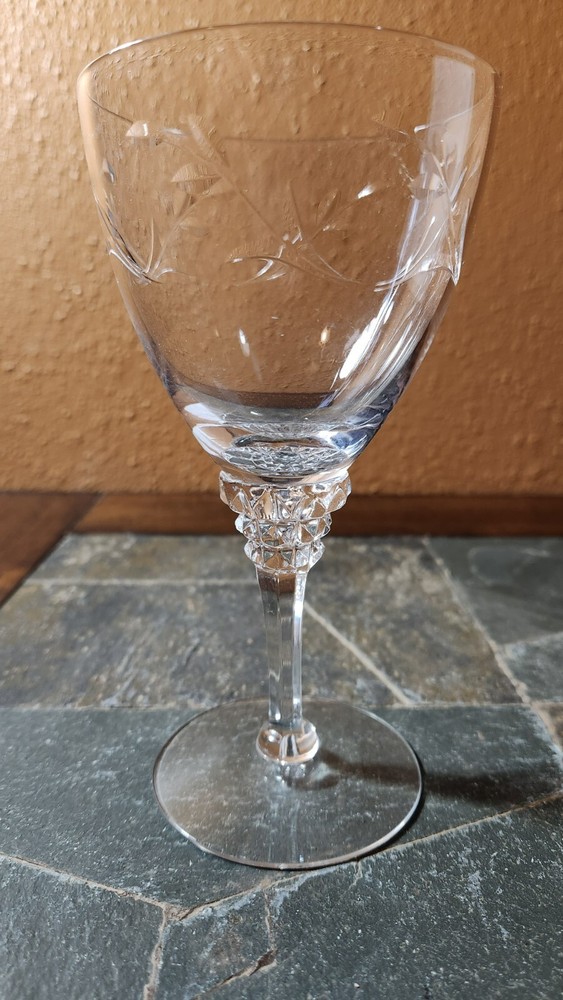 Tiffin-Franciscan ROSE MARIE CLEAR CUT Water Goblet Glass 6 3/4″