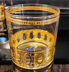 Vintage Set 8 Culver 1960s Low Ball Glasses 22K Gold Overlay Antigua