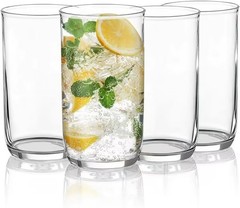 Berglander 4-Pack 14 oz Collins Glasses – Crystal-Clear, Eco-Friendly Drinkware