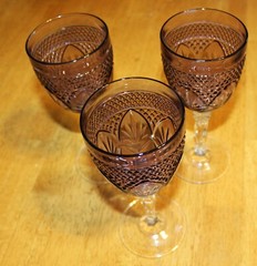 Cristal D’Arques Durand AMETHYST «ANTIQUE» 8 INCH WATER GOBLETS – Set of 3 VGUC