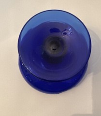 Cobalt Blue Glass Sherbet Sorbet Dessert or Cocktail Etched Grapes 4.5” Leaves