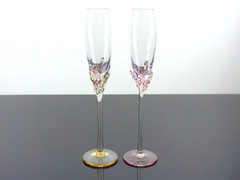 ION TAMAIAN FLAMES COLLECTION CRYSTAL CHAMPAGNE TOASTING FLUTES – GLASS SET OF 2