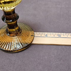 1 Robert Stanley Taupe Amber Glass Goblet Bar & Circle Pattern 10 oz 6 5/8” Tall