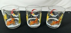 Lot of 3 Libbey Reindeer Games Santa 4 1/4″ Double Old Fashioned Tumblers