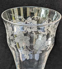 ANTIQUE FOSTORIA NEW VINTAGE GRAPE ETCH #227 STEM 858 5 1/2″ PARFAIT/CHAMPAGNE