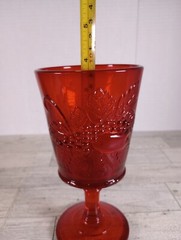 Vtg L.G. WRIGHT GLASS «STRAWBERRY & CURRANT RUBY» RED WATER GOBLET 6-1/2″