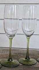 Set of 2 OLIVE GREEN By Cristal D’arques Champagne Flutes 8oz EXCELLENT COND.