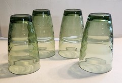 VTG Libbey Set Of 4 Green Wave Ripple Optic 5.5 X 3.5 Inch Glass/Tumbler