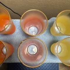 Set of 6 Blendo Orange Pink & Yellow Ombre Juice Glasses MCM 4″ Tumblers